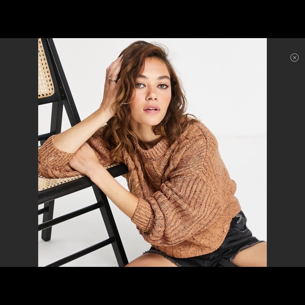 Free people knit brown sugar cable sweater NWT - Picture 8 of 8